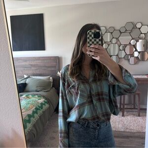 BDG Urban Outfitters Blue Plaid Shirt in Red and Gray